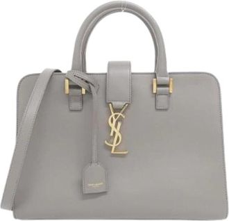 Saint Laurent Pre-owned Cabas Monogram Calf Handbag - Dames - Vintage Handtas - Grijs - ONE Size - Leer - Vintage