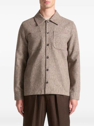 Mani&egrave;re De Voir melange-effect patch-pocket shirt - Brown