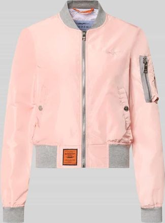 Original Bombers Bomberjacke mit Label-Patch und Rei&szlig;verschlusstasche am &Auml;rmel in Rose, Gr&ouml;&szlig;e XXL