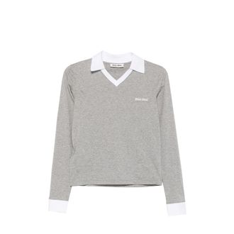 Miu Miu Logo-patch Polo-collar T-shirt
