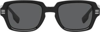 Burberry Heren Acetaat Zonnebril Lente/Zomer - Heren - Zonnebrillen - Zwart - 51 MM - Accessoires