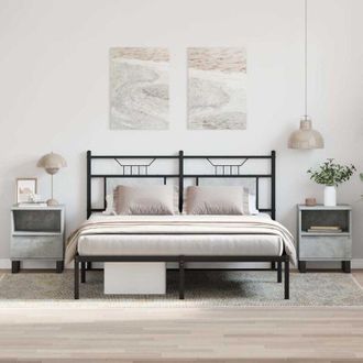 vidaXL Furniture Limited - Mesitas Noche 2 Uds Madera Ingenier&iacute;a Gris