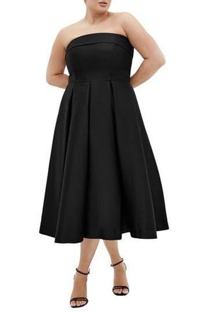 City Chic Tiffany Strapless Fit & Flare Dress in Black at Nordstrom Rack, Size S/16W
