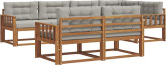 vidaXL Conjunto De Sof&aacute;s De Exterior 8 Uds. Natural Y Gris Claro Vidaxl