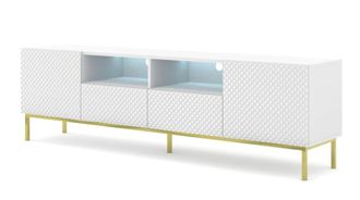 AKL FURNITURE Mueble para TV efecto madera Blanco y Crema