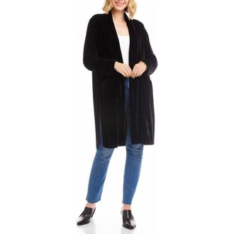 Karen Kane Velvet Duster in Black at Nordstrom, Size X-Large