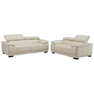 Vente-Unique Vente-unique - Divano 3+2 posti in pelle Avorio - macelo