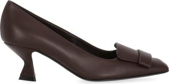 Sergio Rossi Burgundy Square Tip Spool Heel Pumps