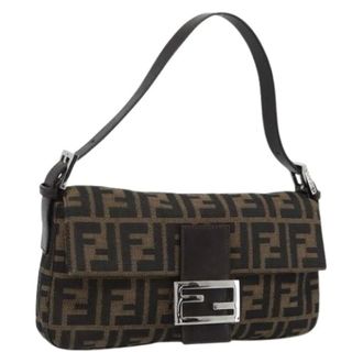Fendi Pre-owned Zucca Canvas Shoulder Bag - Dames - Pre-owned - Zwart - Maat: ONE Size Leer