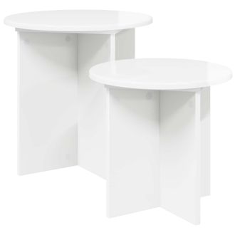vidaXL Conjunto De Mesas Auxiliares Con Almacenamiento 2 Pcs Brillante Vidaxl