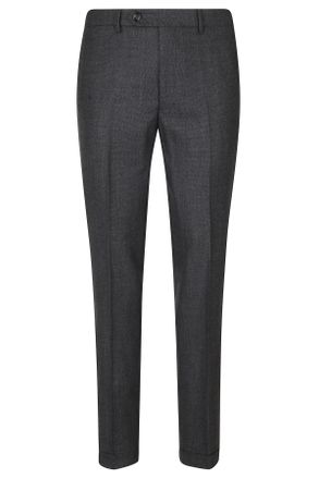 Berwich Dark Grey Yretro Long Wool Pied De Poule Trousers