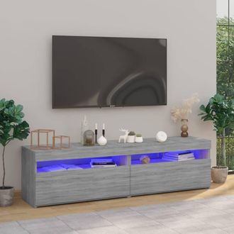 Berkfield Home TV Cabinet with LED Lights 2 pcs Grey Sonoma 75x35x40 cm | Size: 75 x 35 x 40 cm