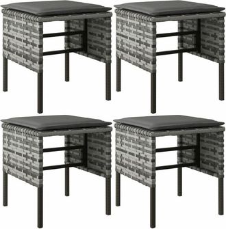 vidaXL Taburetes de jardín 4 uds con cojines ratán sintético gris Vidaxl