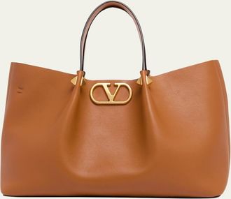 Valentino Garavani Medium Pleated Rockstud Leather Tote Bag