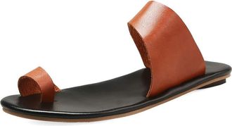 Generic Thong Sandal For Women Leather Strap Sandals Solid Color Flat Sandals Cut Out Open Toe Sandal Casual Walking Shoes Comfortable Soft Shoes Fashion Slip