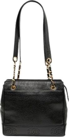 Chanel Pre-owned Shoulder Bags, female, Black, Size: ONE SIZE Pre-owned Vintage Leather Shoulder Bag