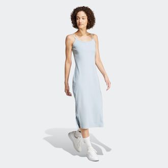 adidas Shirtkleid ADIDAS SPORTSWEAR ALL SZN RIB FITTED MIDI, Damen, Gr. XS, N-Gr, blau (wonder blau), Obermaterial: 45% Baumwolle, 45% Viskose, 10% Elasthan,
