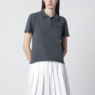 Miu Miu Slate grey cashmere polo shirt
