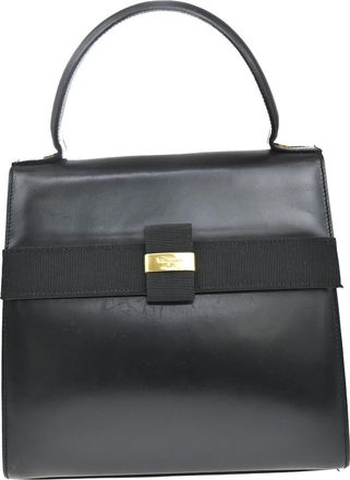 Ferragamo Vala Handbag Leather Black Leather Handbag (Pre-Owned)