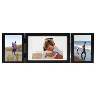 Berkfield Home Trifold Photo Frame Collage Black 28x18 cm+2x | Size: 28x18 cm