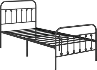 HOMCOM Metal Platform Bed Frame w/ Underbed Storage Headboard 3ft-Black