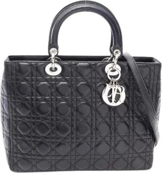 Dior Pre-owned Lady Dior Large Cannage Leather Handbag - Dames - Vintage Handtas - Zwart - ONE Size - Leer - Vintage