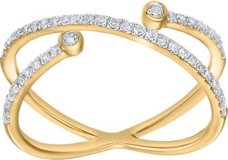 LuvMyJewelry Infinara 0.25 Cts Natural Diamond Crossover 14K Gold Ring in 14K Yellow Gold at Nordstrom, Size 7