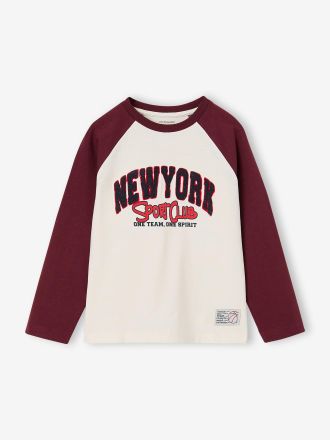 Vertbaudet Jungen Langarmshirt mit Raglan&auml;rmeln bordeaux