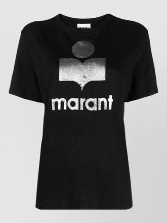 Isabel Marant linen m&eacute;lange logo print short sleeve t-shirt