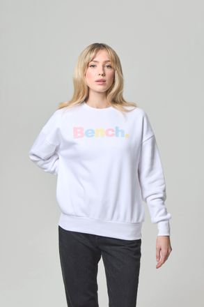 Bench Sweatshirt BENCH. ELIO_SWEATSHIRT, Damen, Gr. 36, weiss (wei&szlig;), Sweatware, Obermaterial: 60% Baumwolle, 40% Polyester, bedruckt, Rundhals, Rippb&uuml;ndche