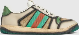 Gucci Mens Serigraphy Screener Sneaker, Beige, GG Canvas