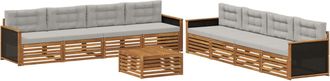 vidaXL Conjunto De Sof&aacute;s De Exterior 9 Uds. Natural Y Gris Claro Vidaxl