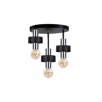 Netlighting Unica Multi Arm Semi Flush Ceiling Light Black Silver 35cm 3x E27