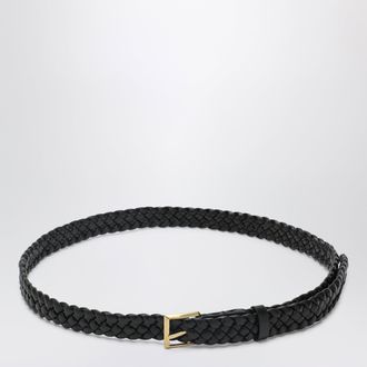 Bottega Veneta Intreccio calfskin Solo belt with metal buckle in black