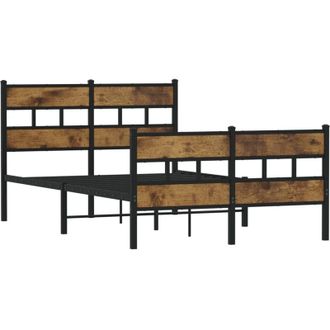 vidaXL Estructura De Cama Sin Colch&oacute;n Metal Roble Ahumado 120x200 Cm Vidaxl