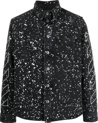 Off-white Mens Off-White FW22 Twill Printing Single Breasted Long Sleeves Ordinary Version Black Shirt OMYD027F22DEN0011001