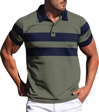 Generic Mens Polo Shirts Short Sleeve Collared Cotton Designer Adult Cool Golf Outfit Soft Work T Shirt Breathable Summer Athletic Button Up Tops Golf Polo Sh