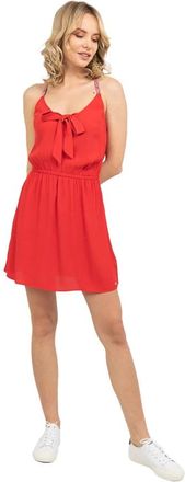 Tommy Hilfiger Rode Mini Jurk met Uitlopende Rok en Strik - Dames - Korte kleedjes - Rood - XS - Kleedjes