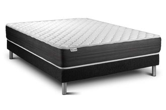 VITALIT Somier negro + colch&oacute;n con espuma viscoel&aacute;stica 140 x 190