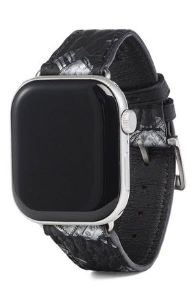 MCM 42-49mm Apple Watch Band in Rabot Rabot Visetos in Black at Nordstrom
