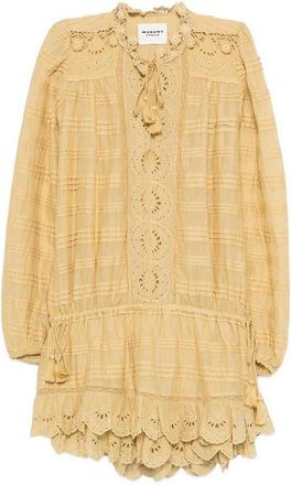 Isabel Marant Short Yellow Dress With San Gallo Details