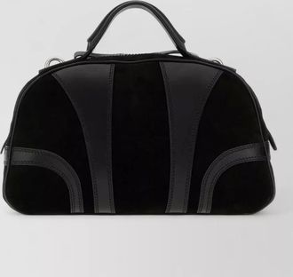 Dries Van Noten suede and leather structured top handle bag