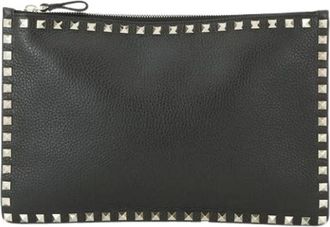 Valentino Pre-owned Clutches, female, Black, Size: ONE SIZE Pre-owned Leather Clutch