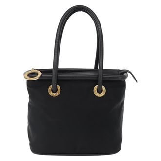 Celine Circle Logo Handbag Nylon Black Nylon Handbag (Pre-Owned)