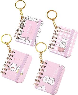 Kesyoo 4pcs Keychain Small Book Keychain Mini Cat Book Key Ring Creative Cute Jewelry Accessories