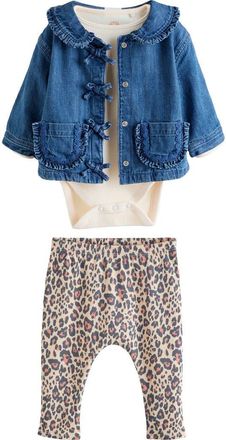 Next Rib Bodysuit, Denim Jacket & Leggings Set in Blue at Nordstrom, Size 12-18M