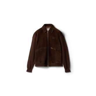 Miu Miu Waxed Suede Blouson Jacket, Woman, Sienna, Size 36