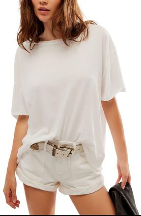 Free People We The Free Nina Crewneck Cotton T-Shirt in Ivory at Nordstrom, Size X-Large