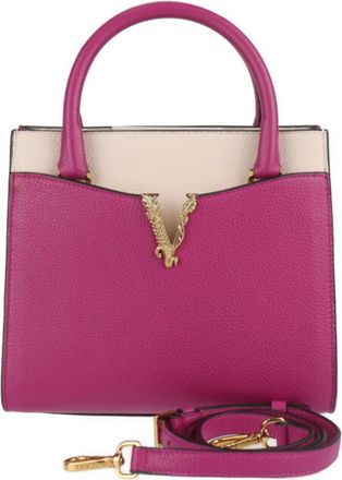 Versace Pink Beige Leather Handbag Shoulder Bag Tote Bag (Pre-Owned)