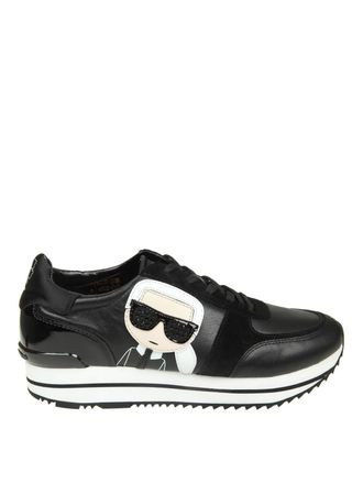 Karl Lagerfeld Karl patch detail leather and suede sneakers